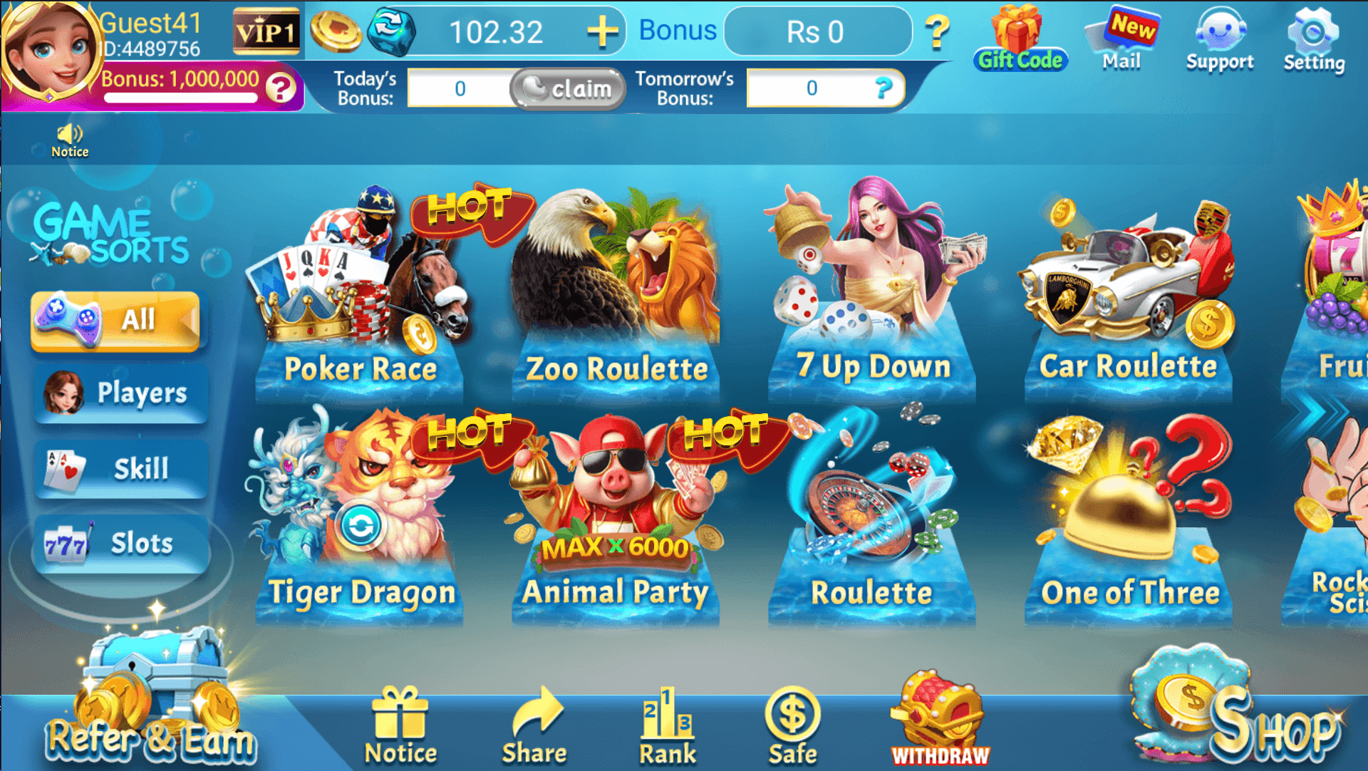 3Patti Blue Game Lobby